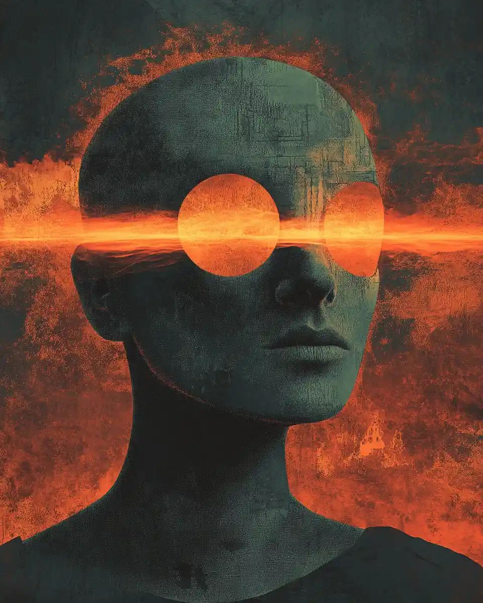 Abstract digital illustration of solitary truth seeking
