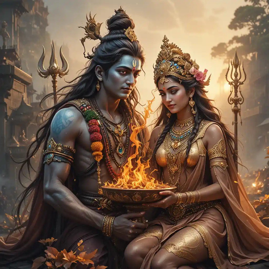 Dios hindú Shiva y diosa Parvati como pareja divina