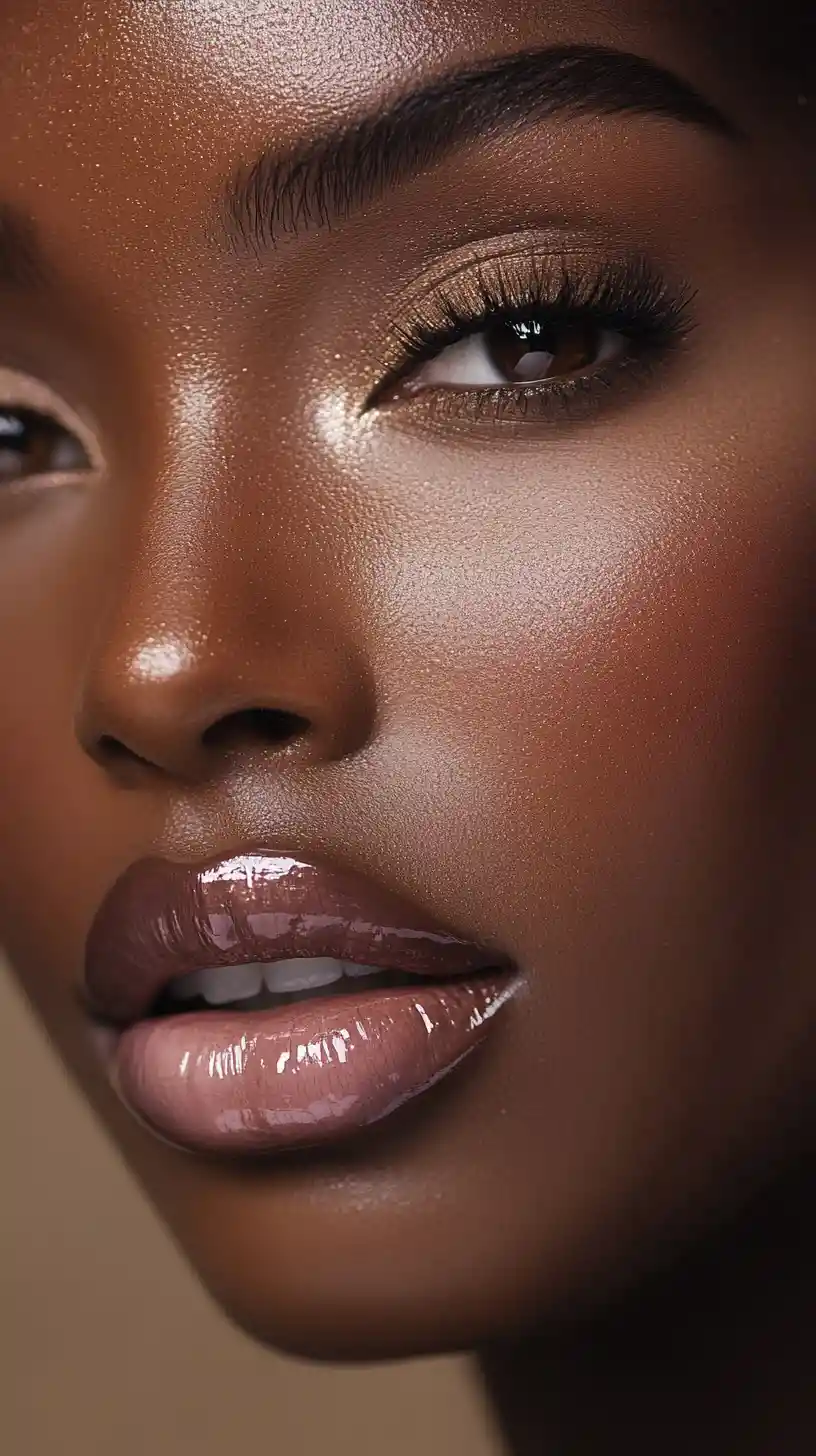 Extreme close up beauty portrait of a Black woman