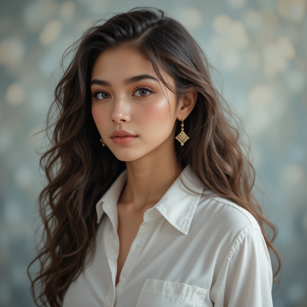 Young woman in soft light portrait with curly hair