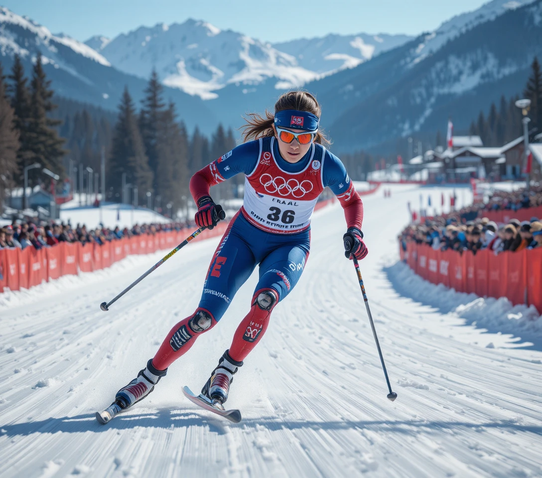 Biathlète paralympique française sur une piste de ski alpin