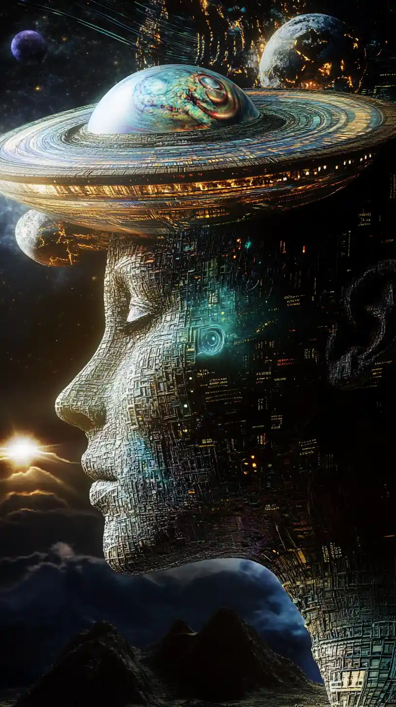 Vaisseaux spatiaux émergeant dans une scène mystérieuse de l’espace