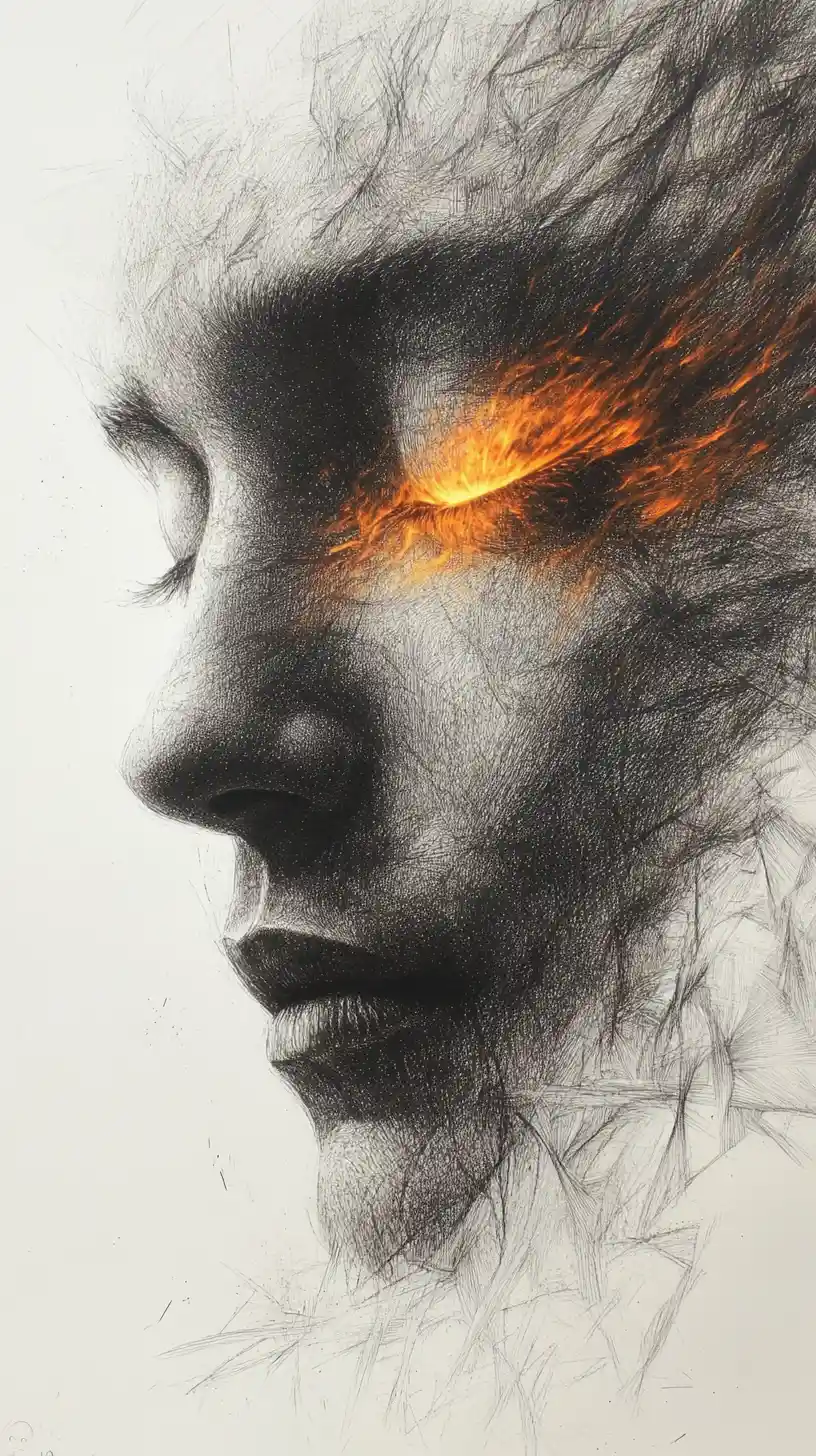 Retrato humano surreal com olhos facetados inspirados em libélulas