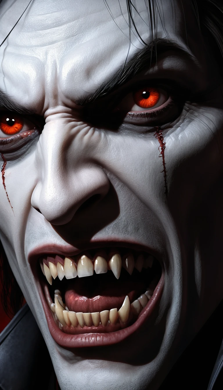 Ritratto in primissimo piano di un vampiro gotico
