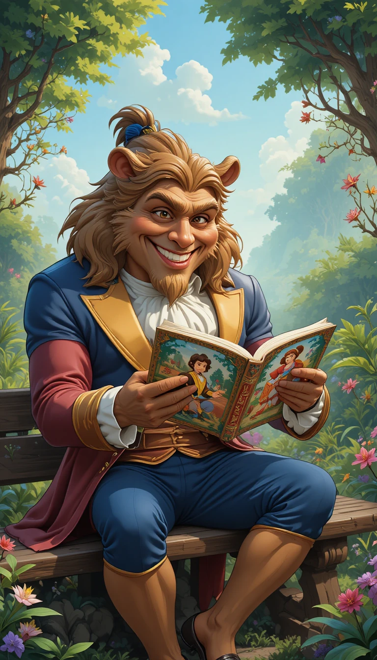 Retrato fantasioso de um homem compartilhando um livro de histórias vintage