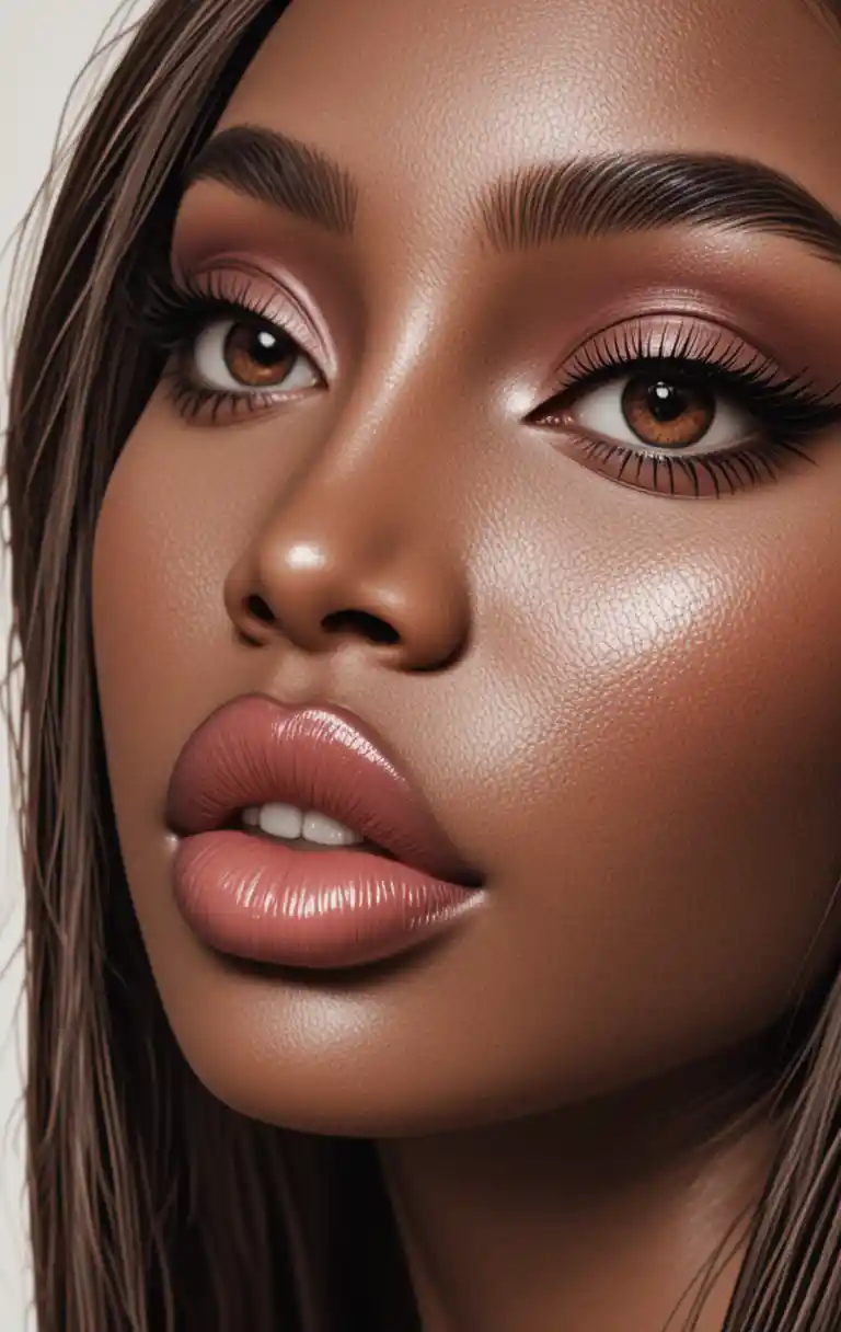 Extremes Nahaufnahme‑Beauty‑Porträt einer schwarzen Frau