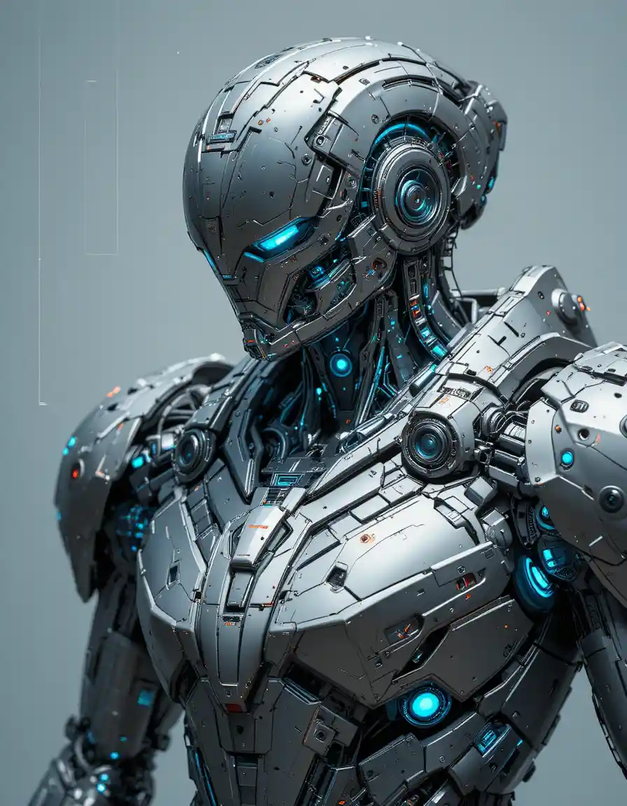 Planta de Mecha Futurista com Cockpit Cibernético Detalhado