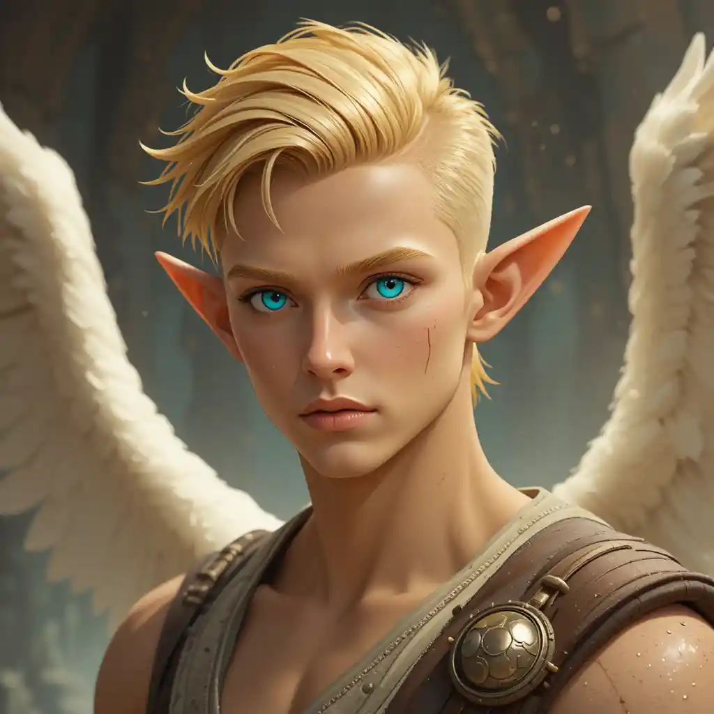 Guerreiro angelical de um universo de fantasia mística