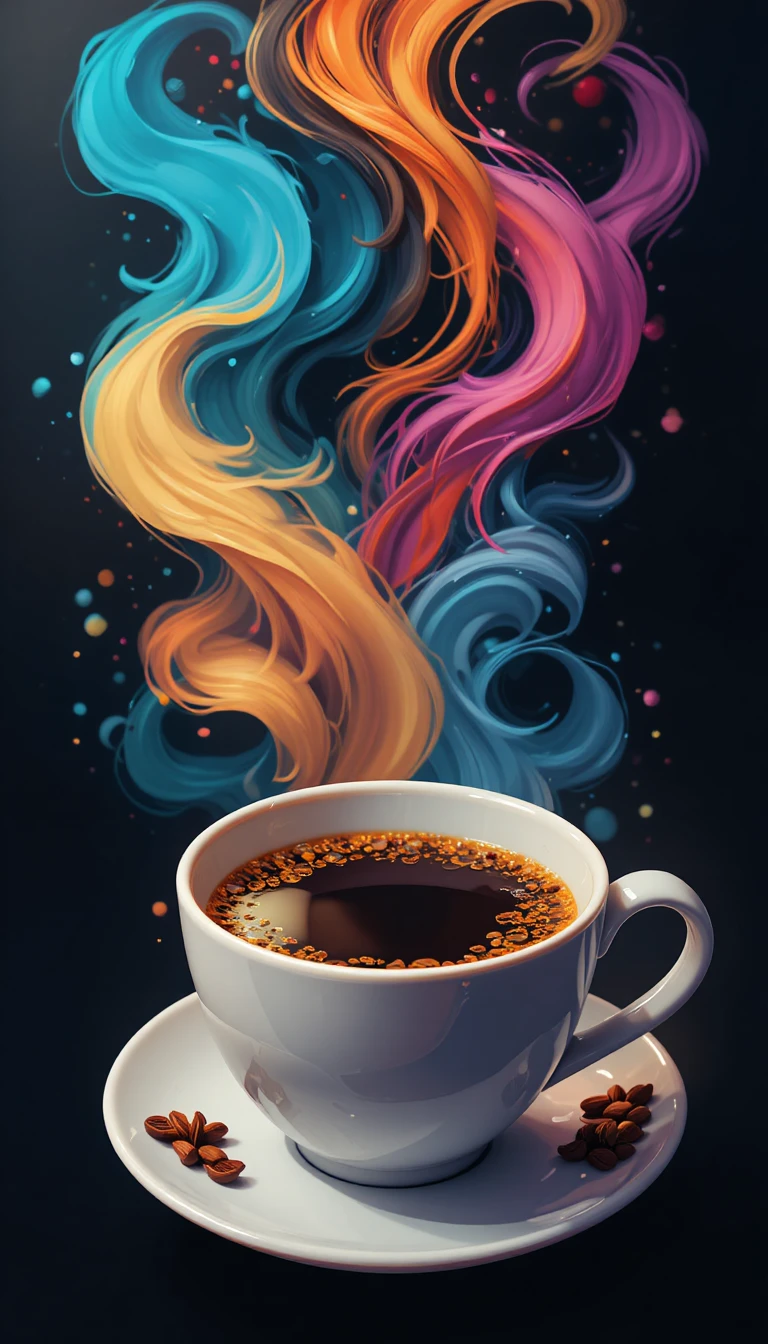 Concept-Art-Illustration einer stilisierten Tasse Kaffee