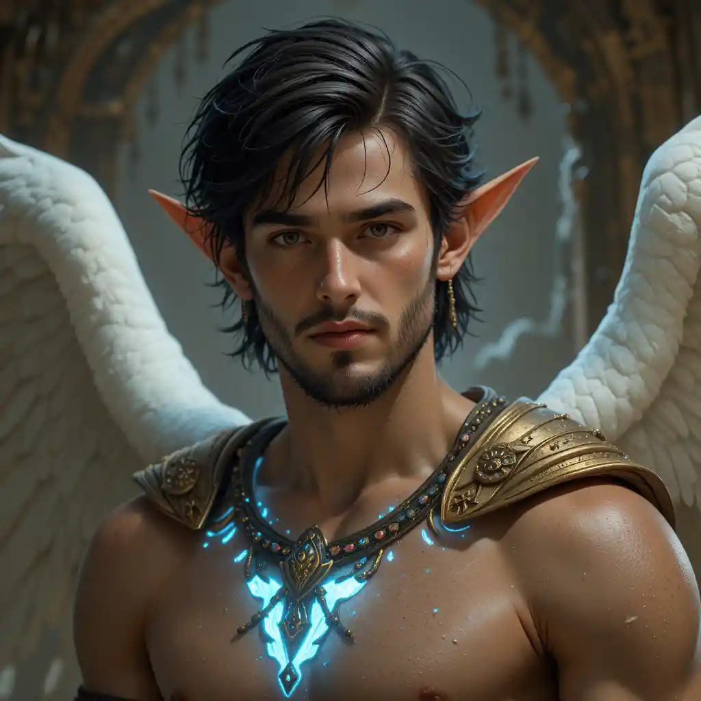 Guerreiro anjo de um mundo divino de fantasia de Wakfu