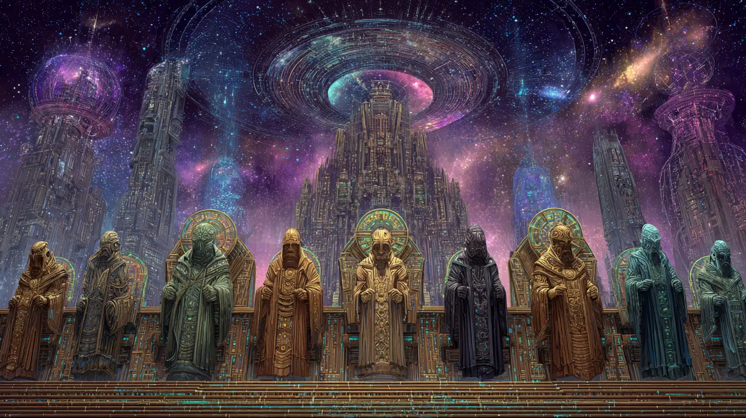 Temple Céleste des Suzerains Aliens dans l’Espace Cosmique