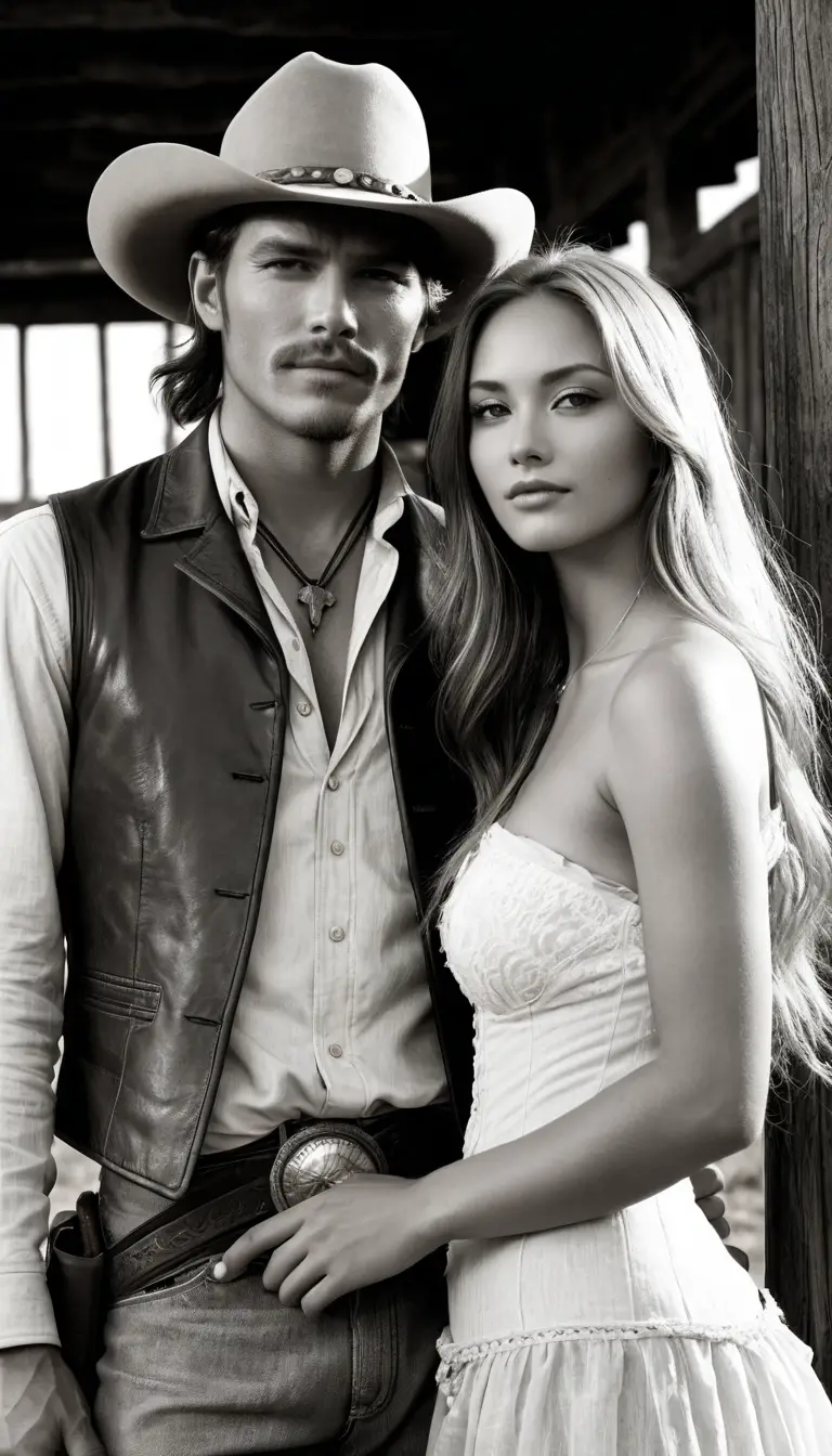 Young couple portrait in a wild west inspired setting