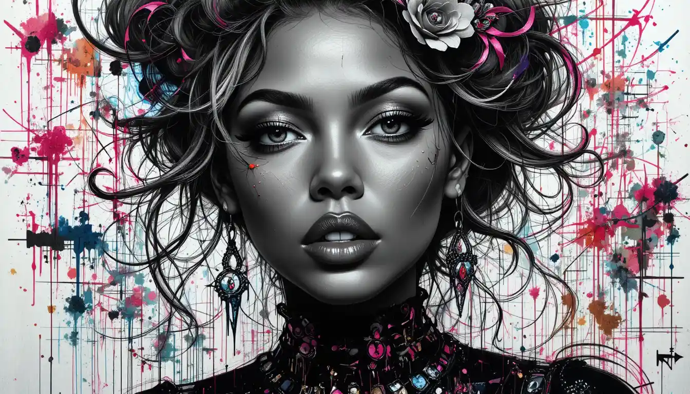 Cyberpunk neon portrait of a photorealistic African woman