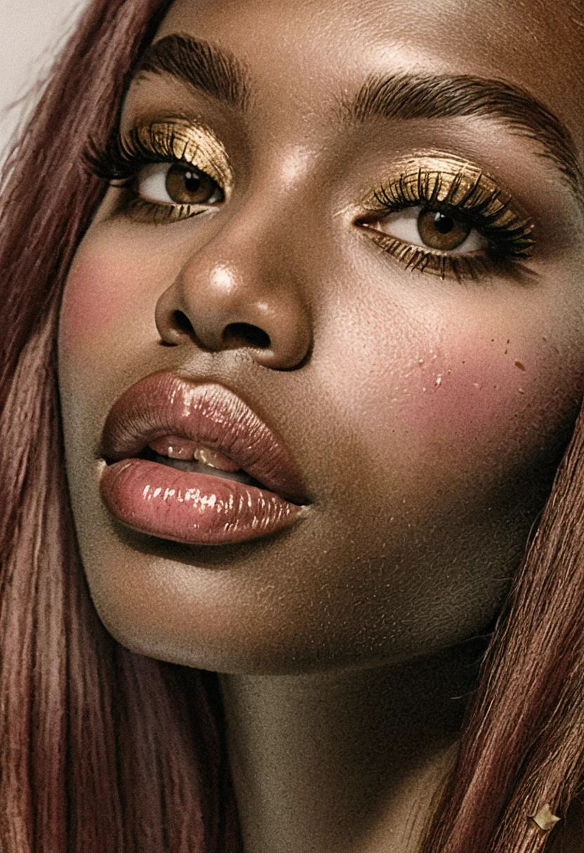 Retrato de belleza en primerísimo plano de una mujer negra