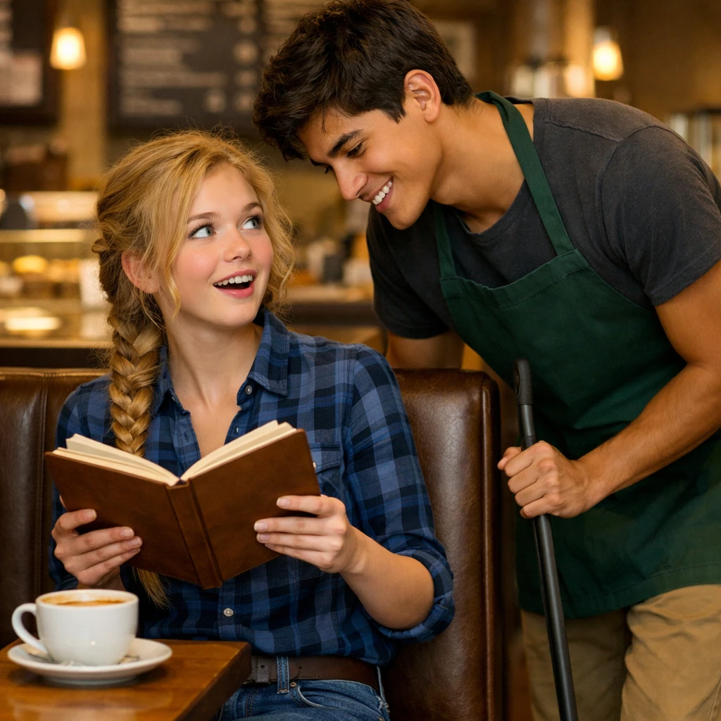 Teenage girl in a coffee shop booth with her journal
