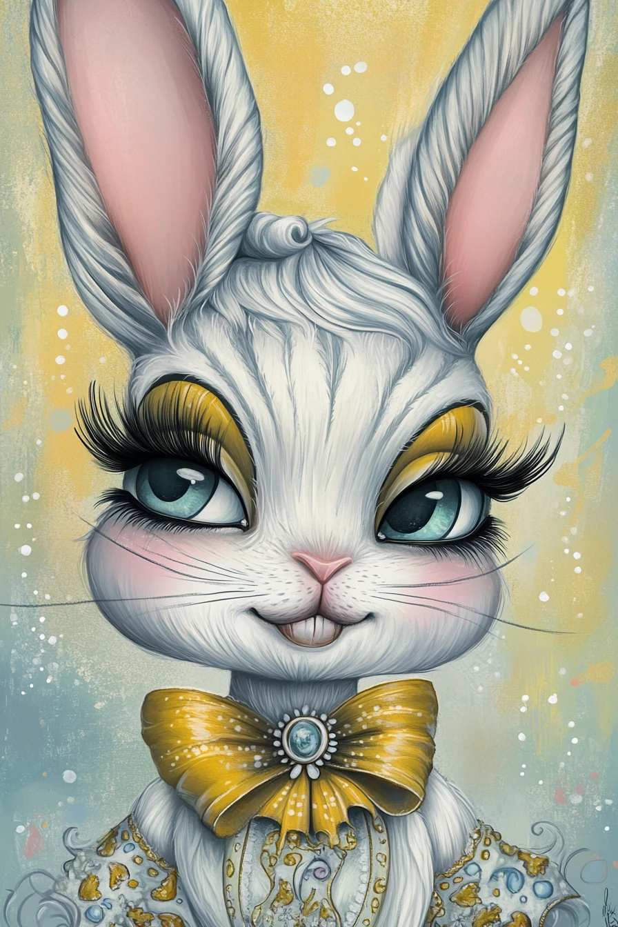Pastel marshmallow inspired bunny diva with glamorous lashes