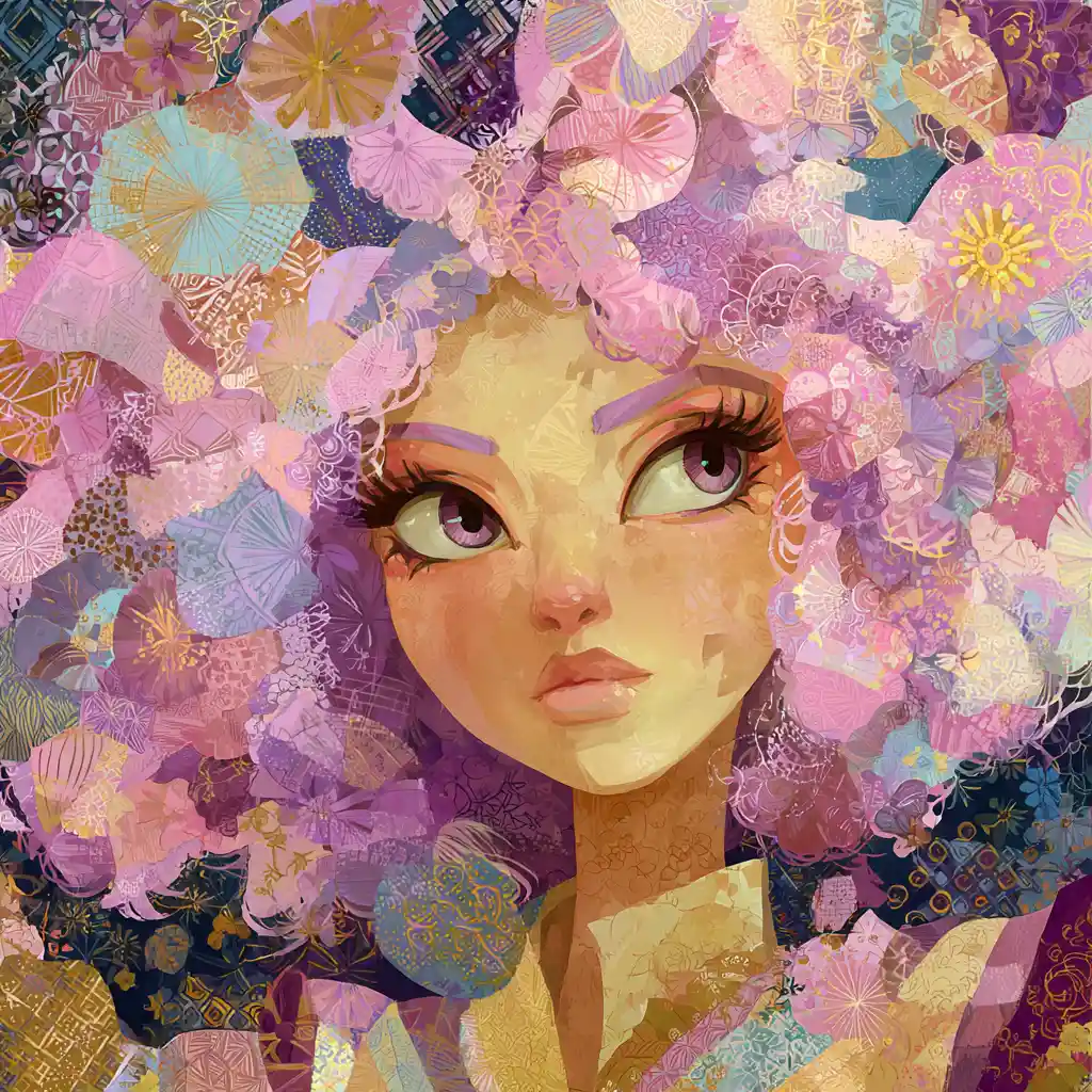 Pintura fantasia em tons pastel com formas geométricas abstratas e lúdicas