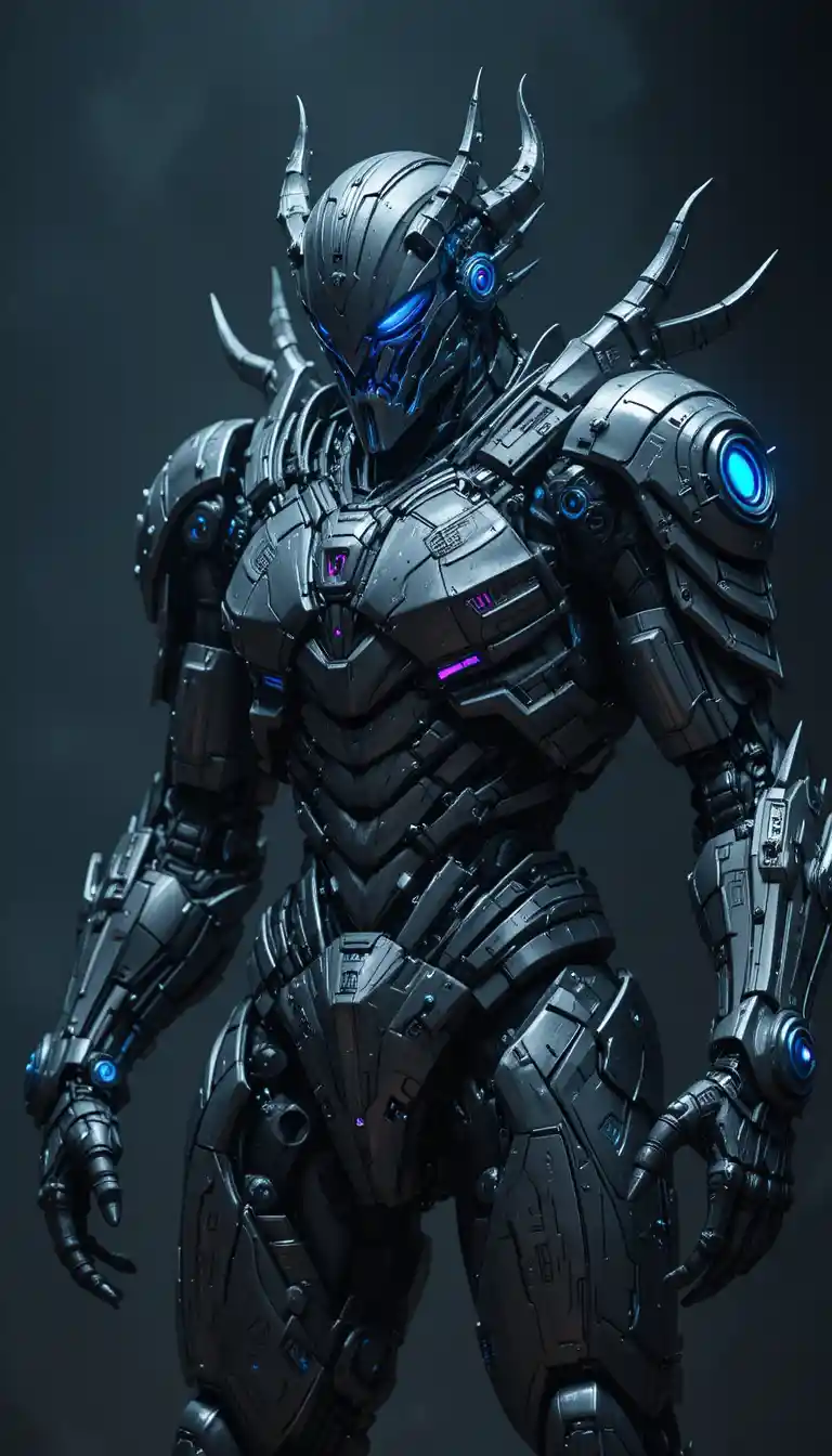 Futuristischer Dämonen-Mecha-Krieger in schwerer Rüstung