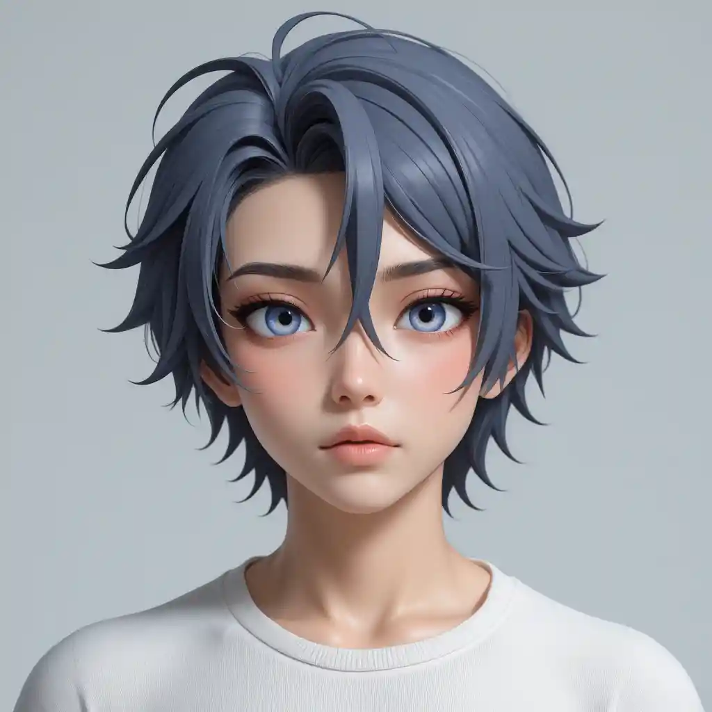 清潔感のある表情豊かな瞳と髪の男性アニメアバター