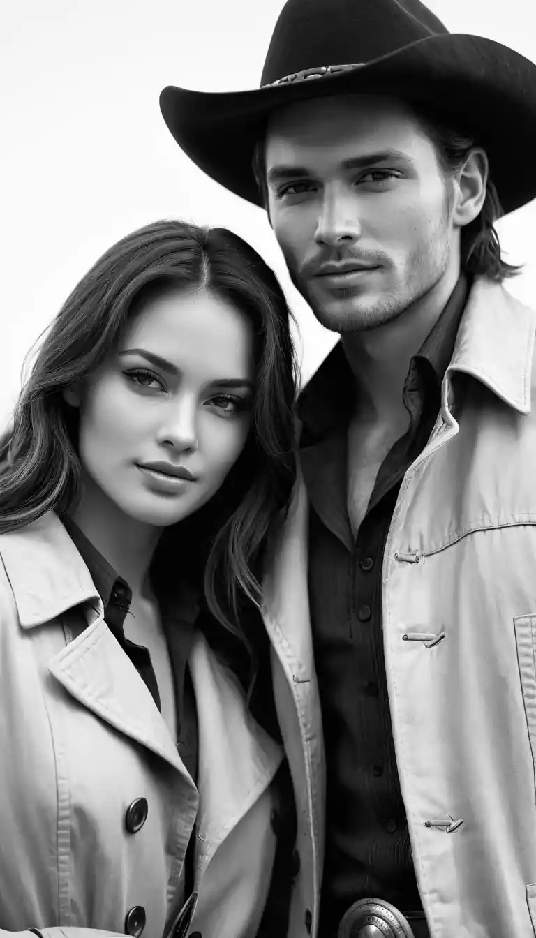 Romantic western couple portrait at cowboy night