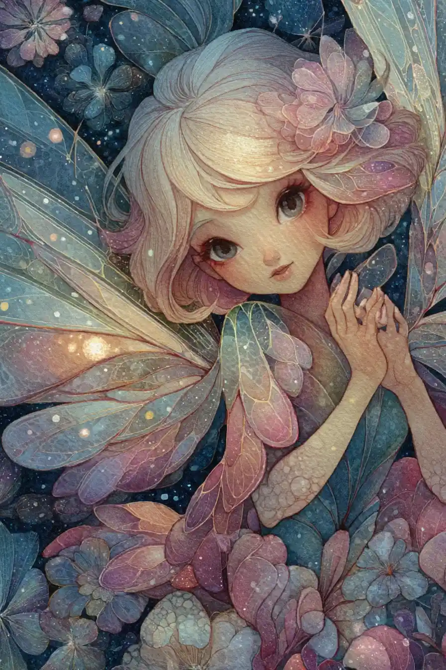 Ethereal Butterfly Girl Dancing Among Spring Flowers