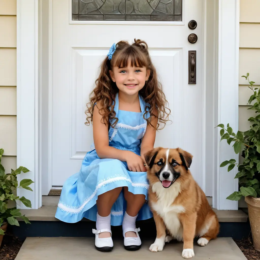 Smiling little girl sharing a treat with her dog