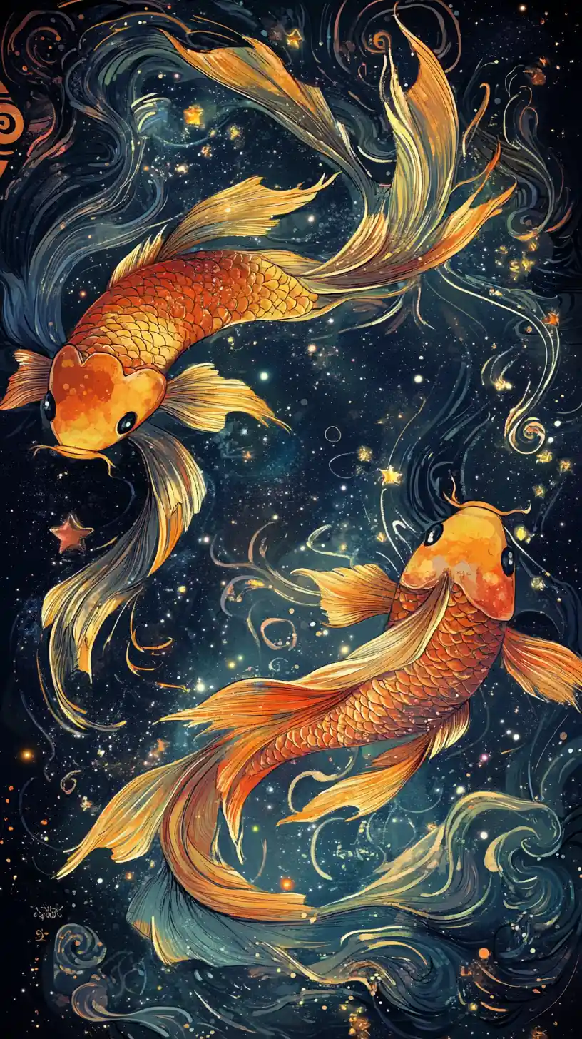 Radiose dive koi che vorticano in un oceano cosmico di galassie