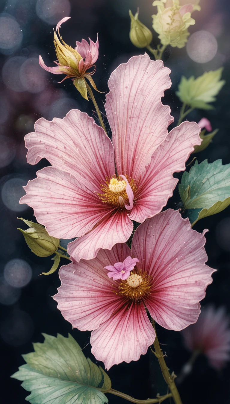スタイライズされたスイートピーの花のイラストをあしらったベクターフローラルフライヤー