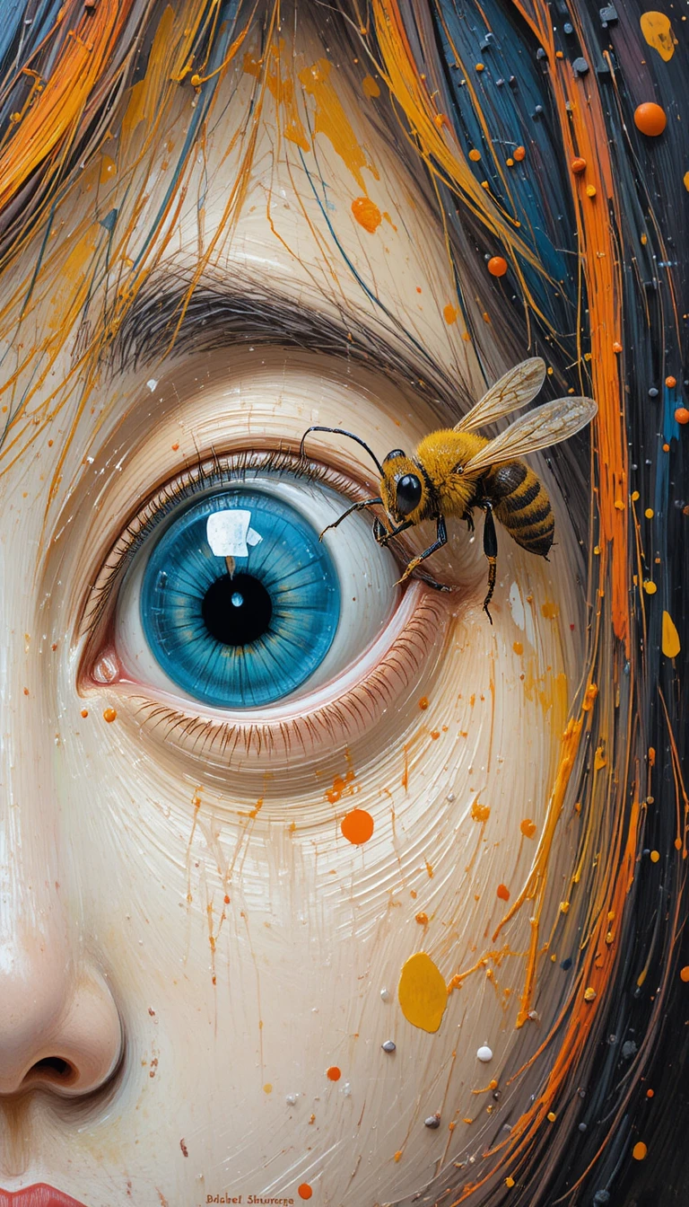 Confused Bee Pollinating A Giant Bewildered Human Eyeball