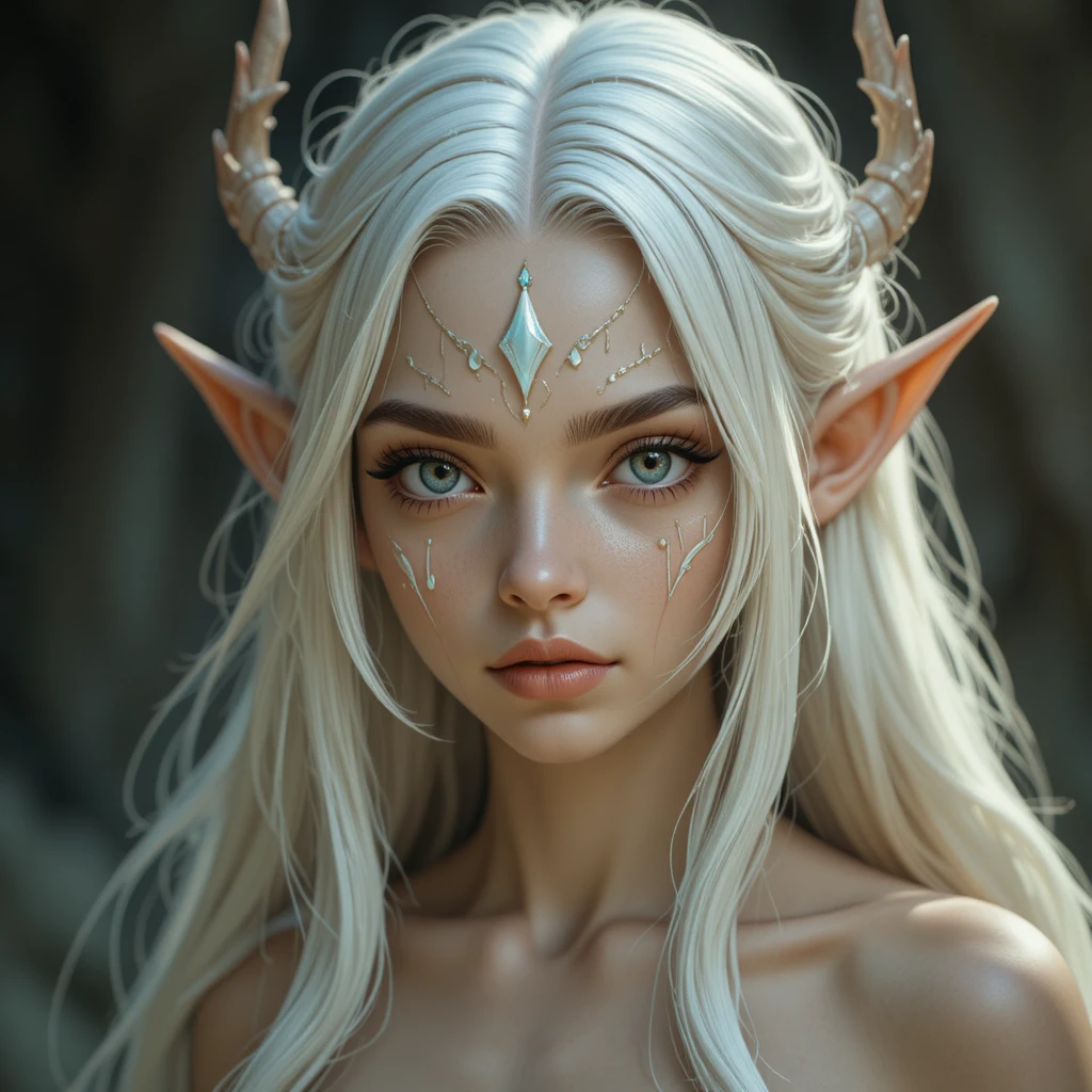 Ghost princess with pale skin and long white hair