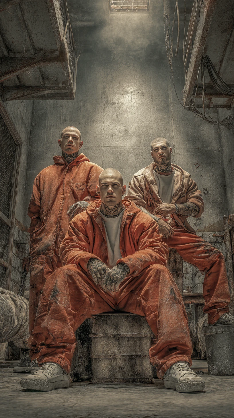 Gangsters latinos se battant dans une cellule de prison bondée