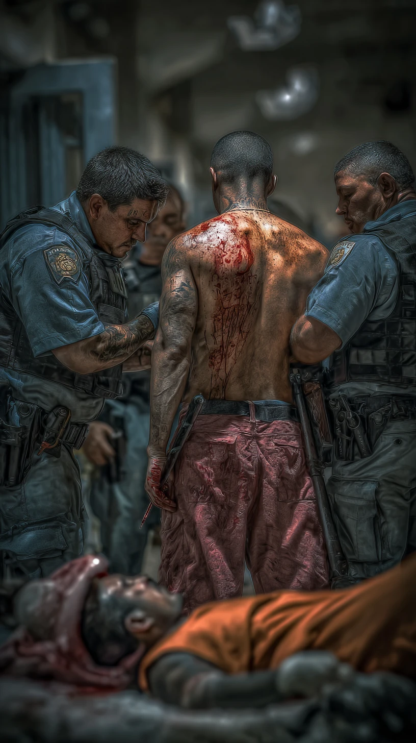 Briga violenta de presos dentro de cela prisional lotada
