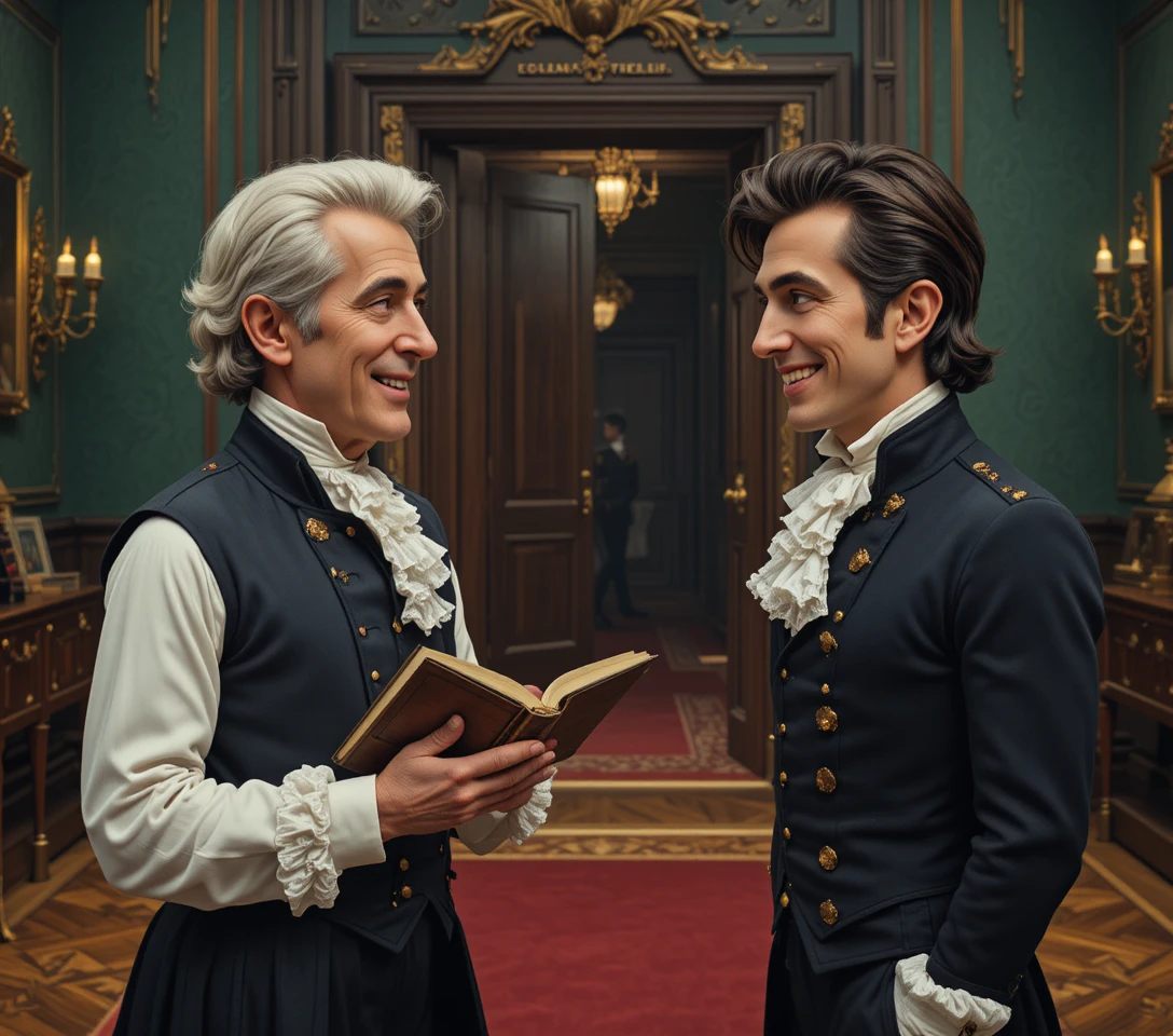 Eighteenth century aristocrats in intimate palace conversation