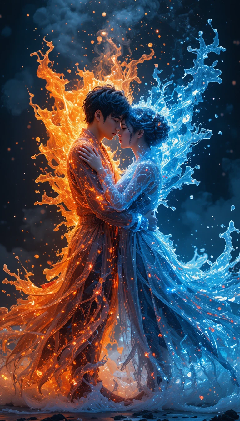 Japanese twins bound by fire and ice in close embrace