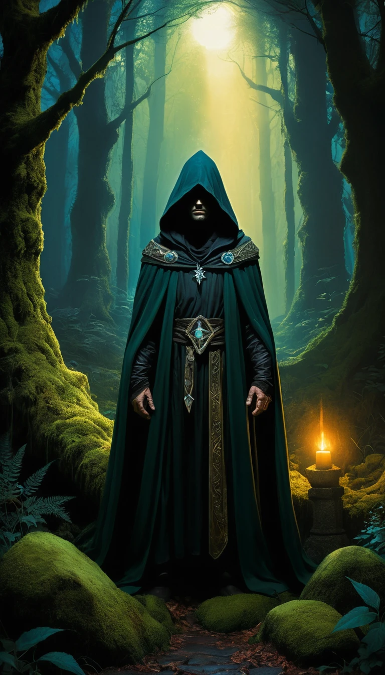 在古老森林祭壇上閃耀的附魔連帽斗篷