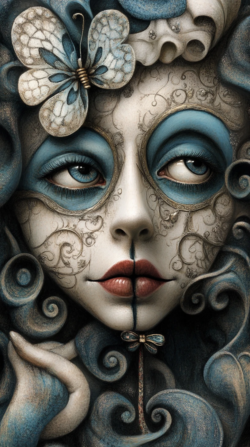 Mímico francês surreal em um mundo de fantasia lúdico e onírico