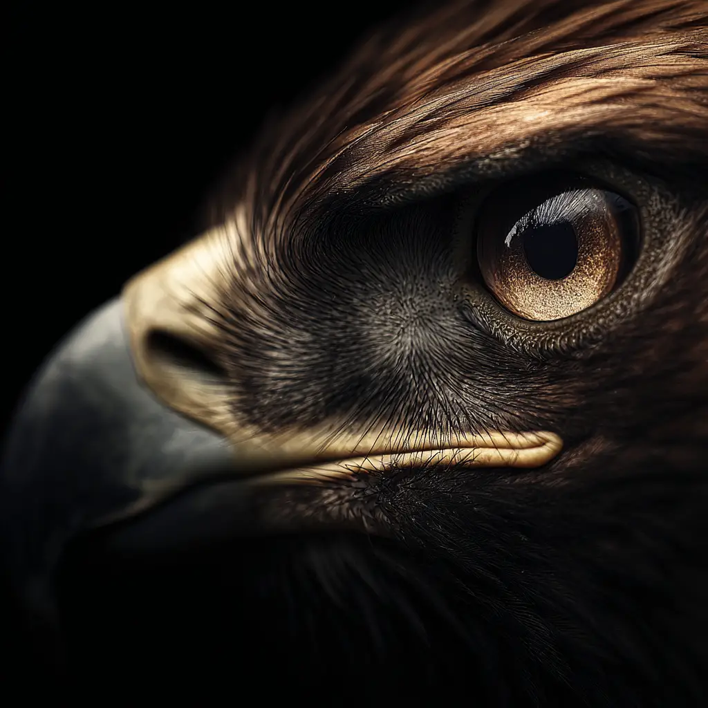 Close up eagle eye in dramatic dark shadow photography