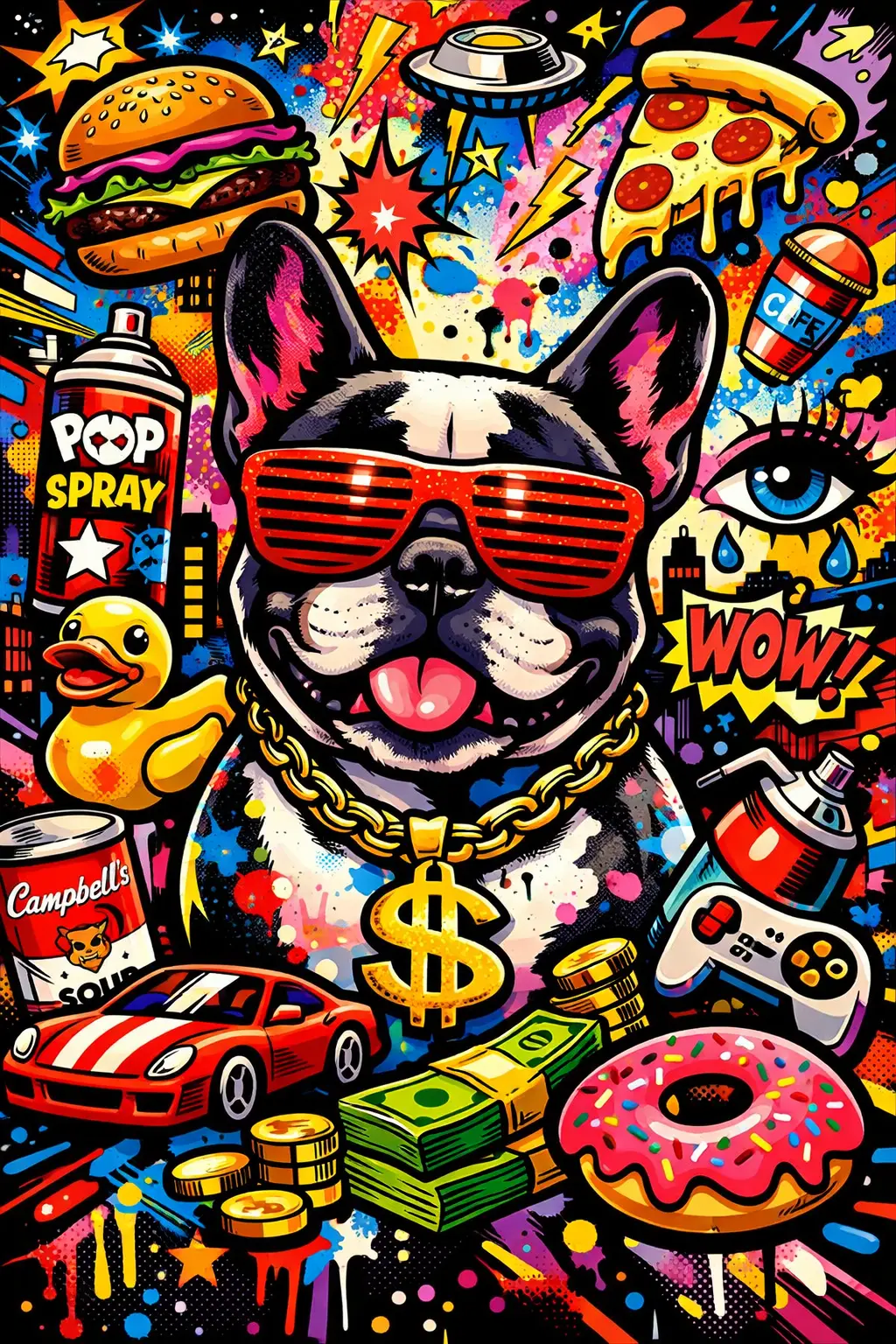 Arte de grafite urbano abstrato com detalhes vívidos e coloridos