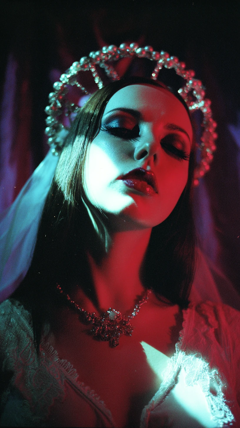 Fantasy portrait of a luminous supernatural woman in conflict