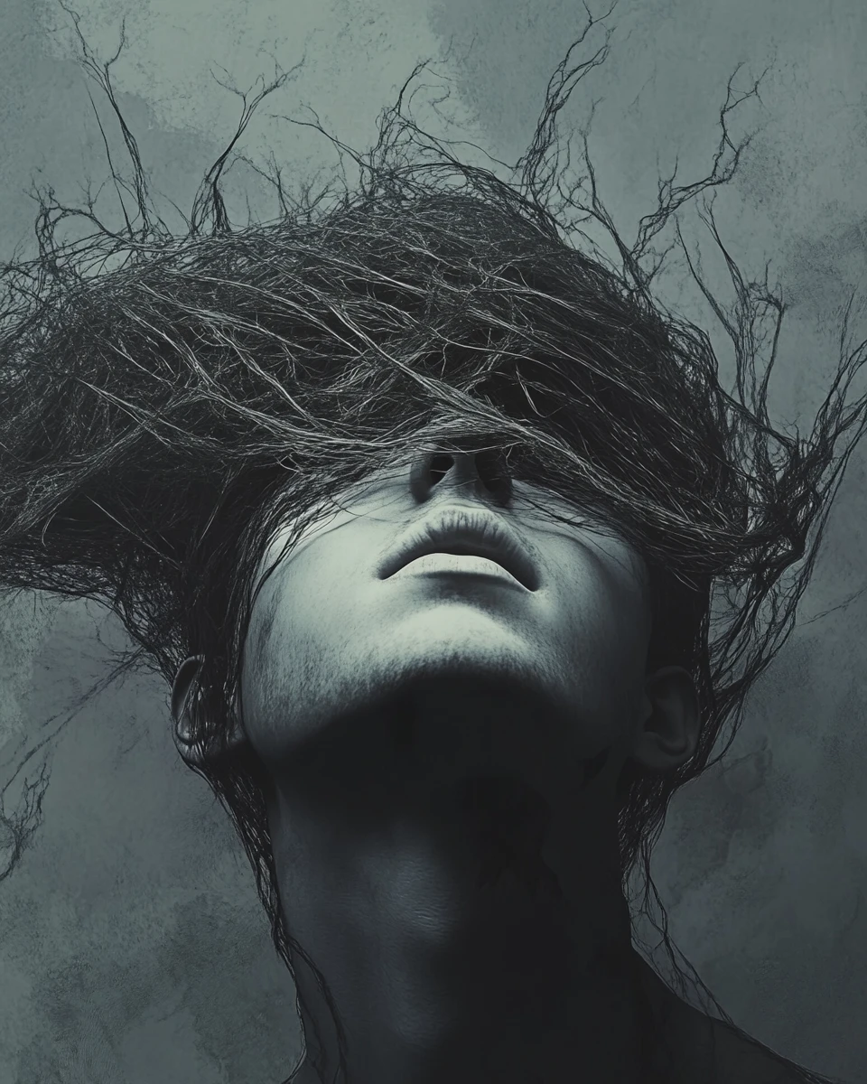Abstract digital illustration of a solitary truth seeking figure