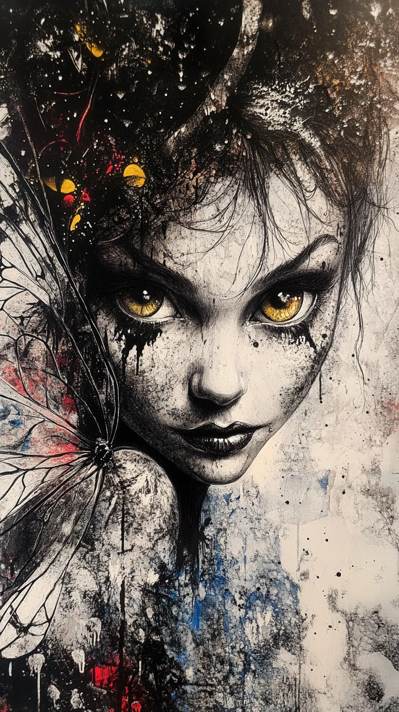 Fée gothique surréaliste aux yeux hypnotiques et expressifs