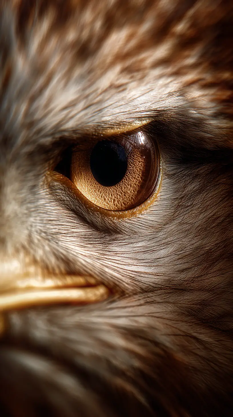 Close up photographic view of a sharp eagle eye