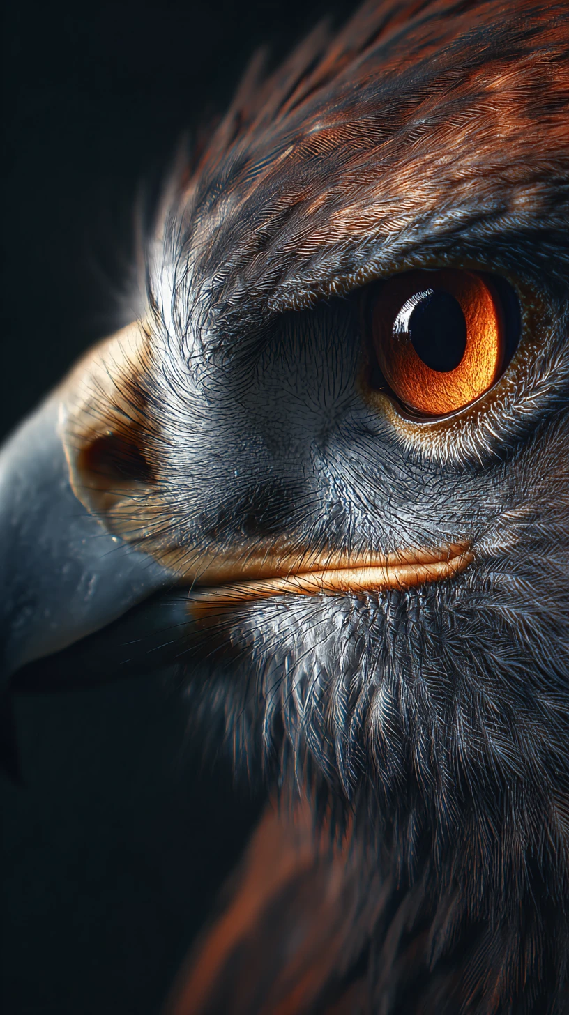 Close-up de olho de águia em estilo fotográfico dramático e sombreado