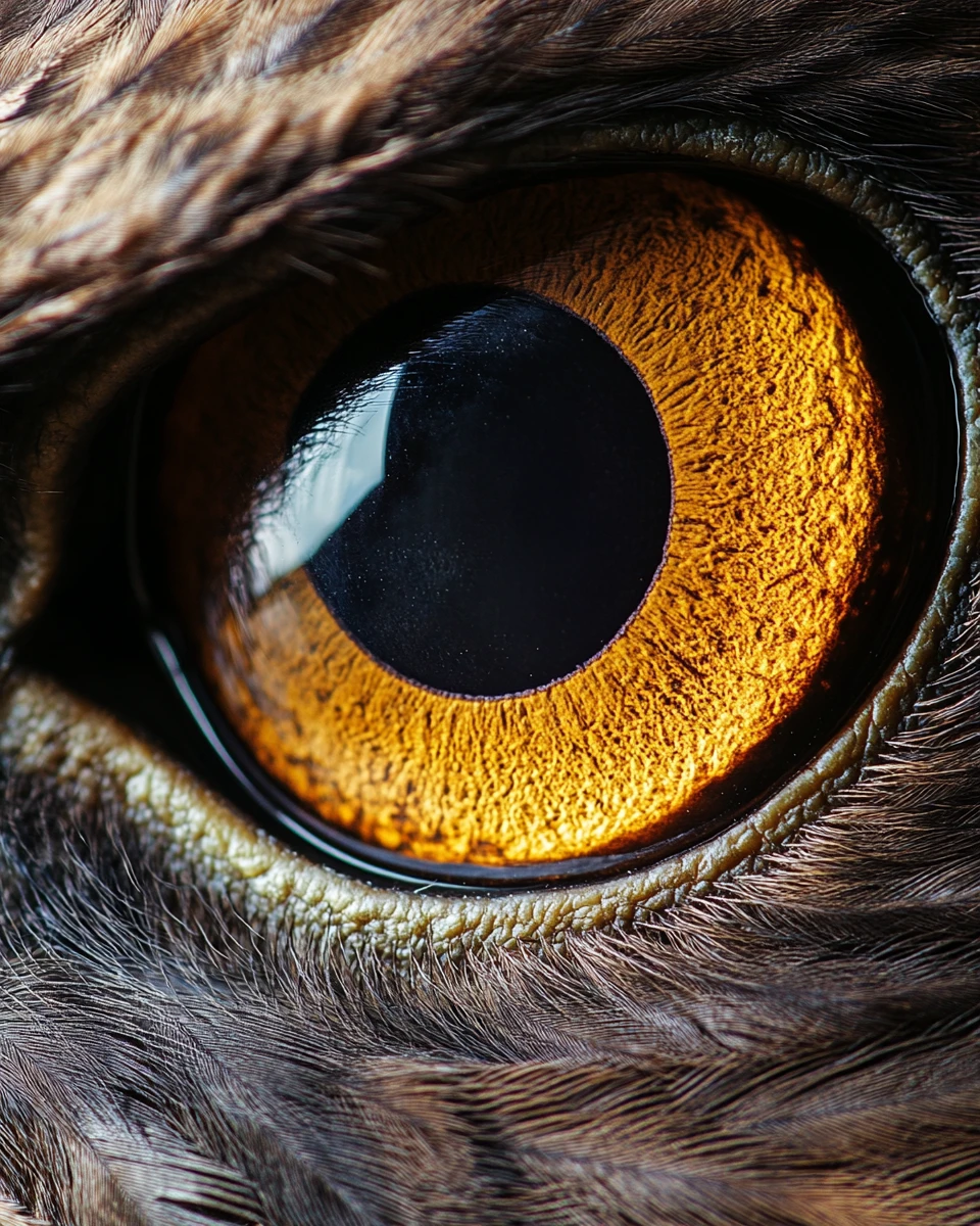 Vista en primer plano de un ojo de águila detallado en sombras