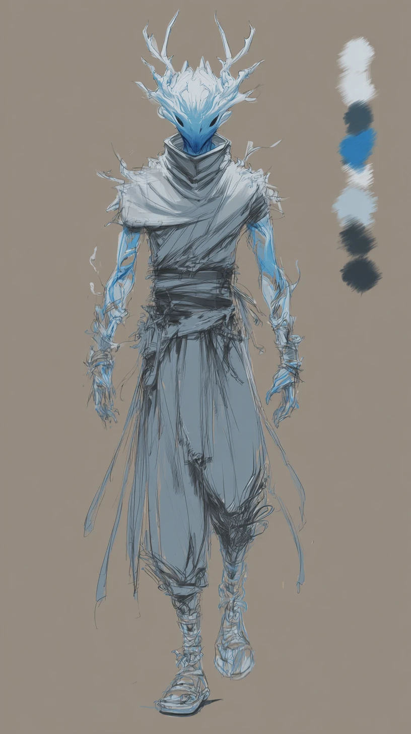 Graffiti character sketch with bold blue streetwear style