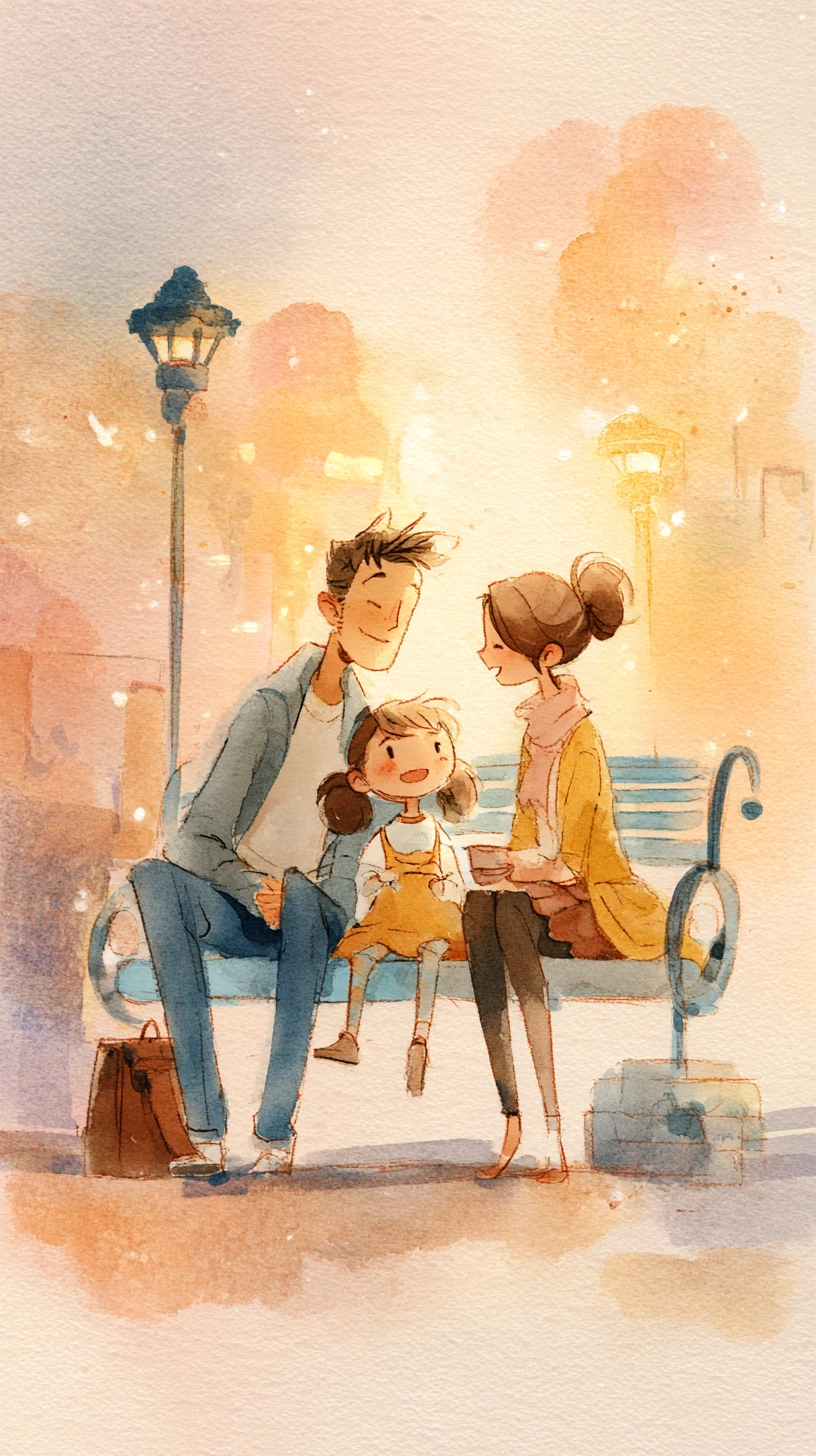 Father and daughter laughing together at sunset at home