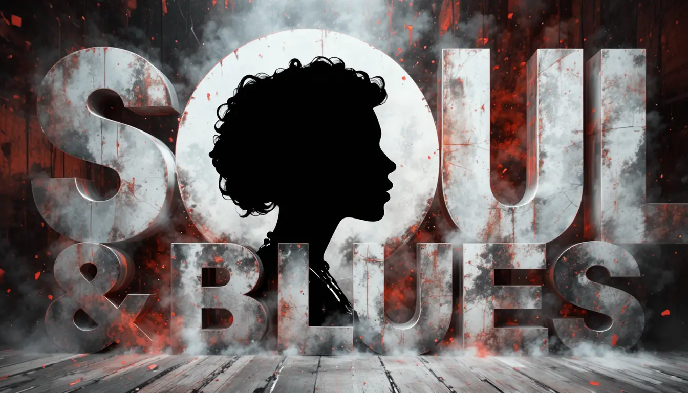 Miniatura de playlist de soul y blues con tipografía moderna en negrita