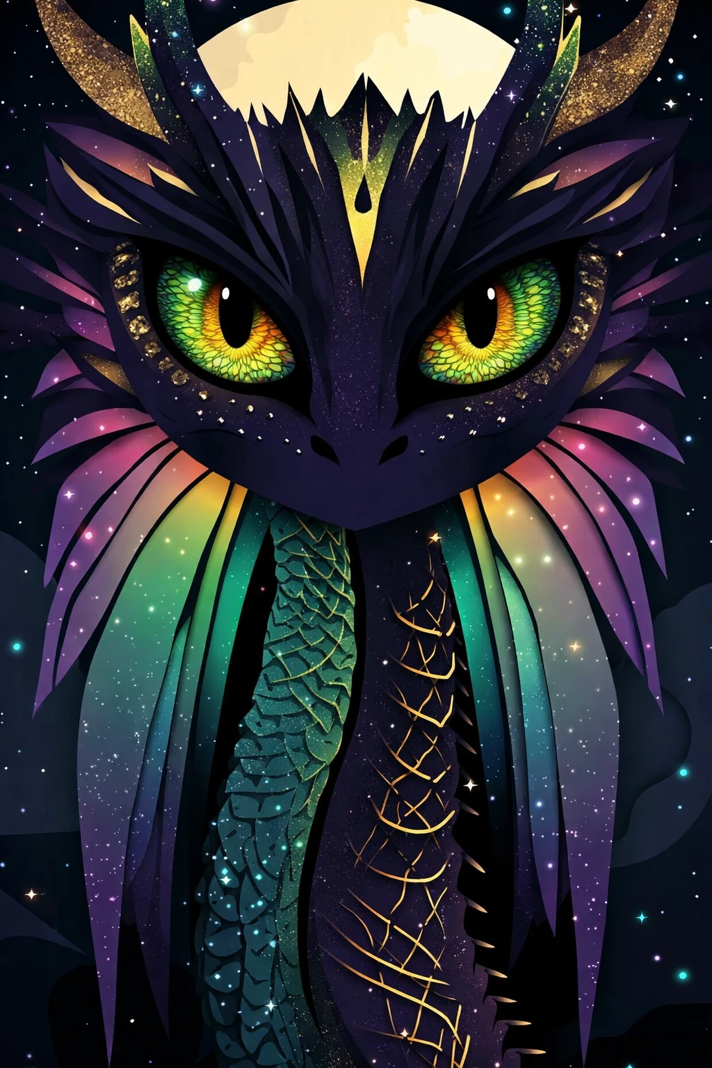 Detailed dragon eye with sharp black vertical pupil
