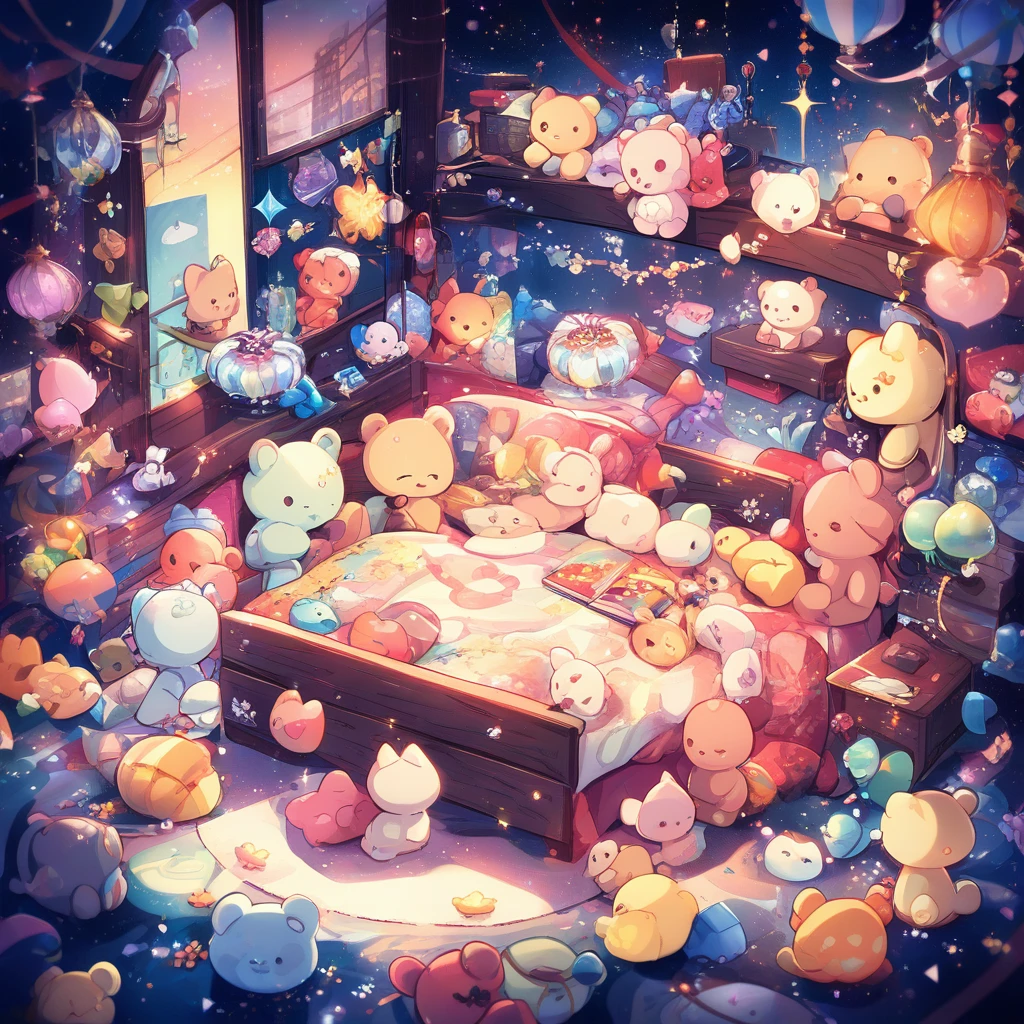 Quarto em miniatura aconchegante de feltro com caminha e tapete