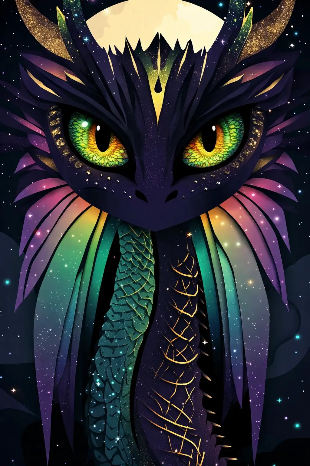Detailed dragon eye with sharp black vertical pupil